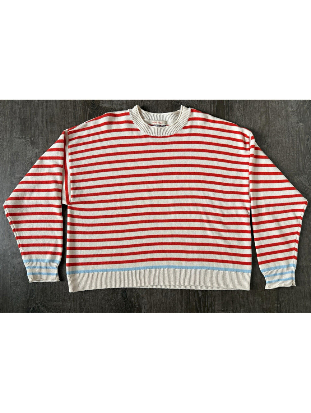 Marine Layer Women's XL Suki Striped Crew Neck Pullover Sweater Cotton Knit